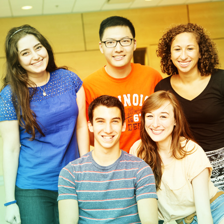 a group of smiling Illinois students