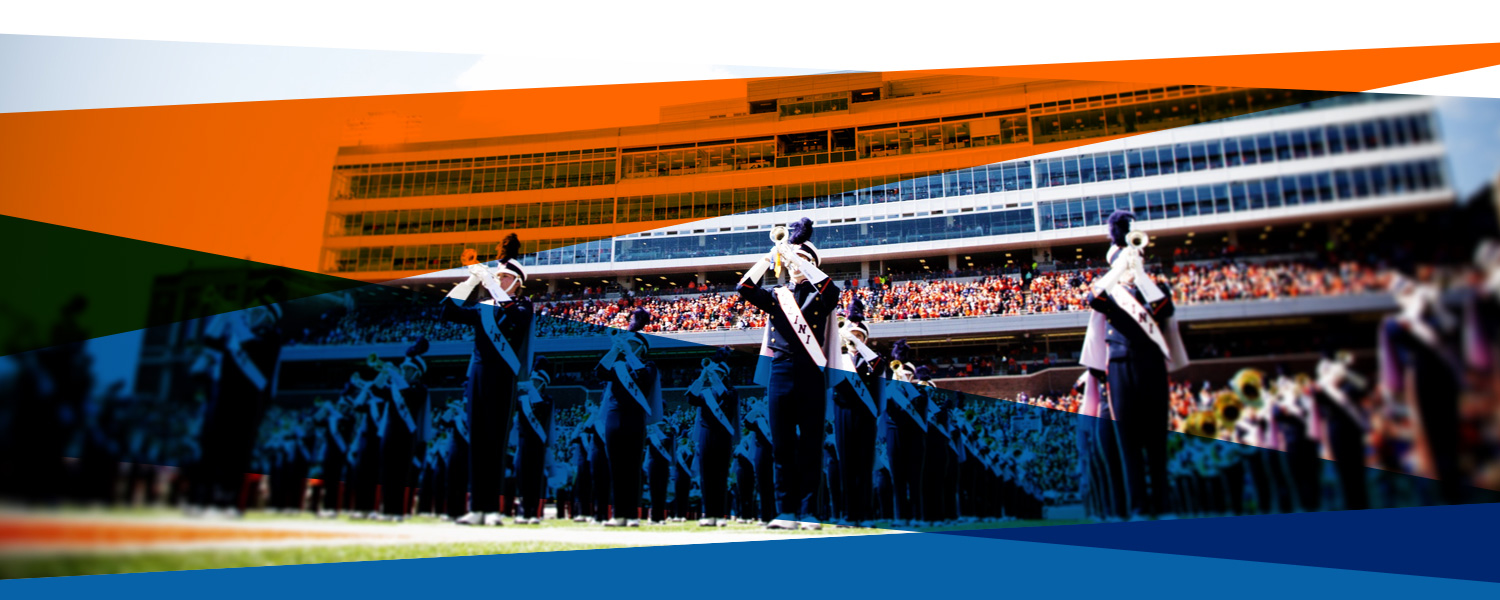 Marching Illini playing at a football game