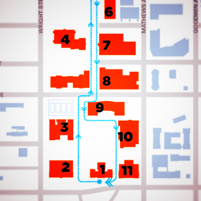 a portion of a self-guided tour map