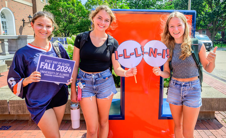 First-Year students pose with Block I and ILL-INI signs