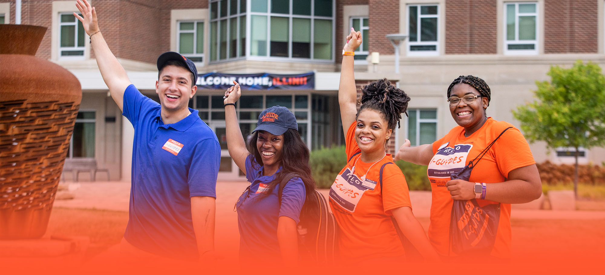 I-Guides help new students move their belongings into their rooms as students move into University of Illinois undergraduate residence halls