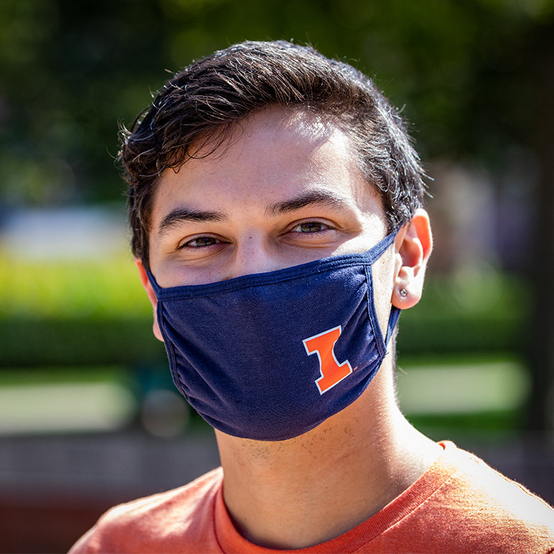 Male student wearing face mask.