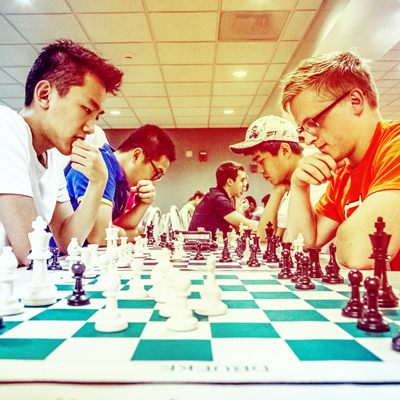 students playing chess in the Illini Union