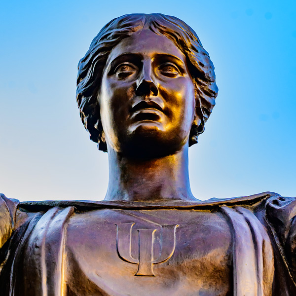 closeup of Alma Mater statue