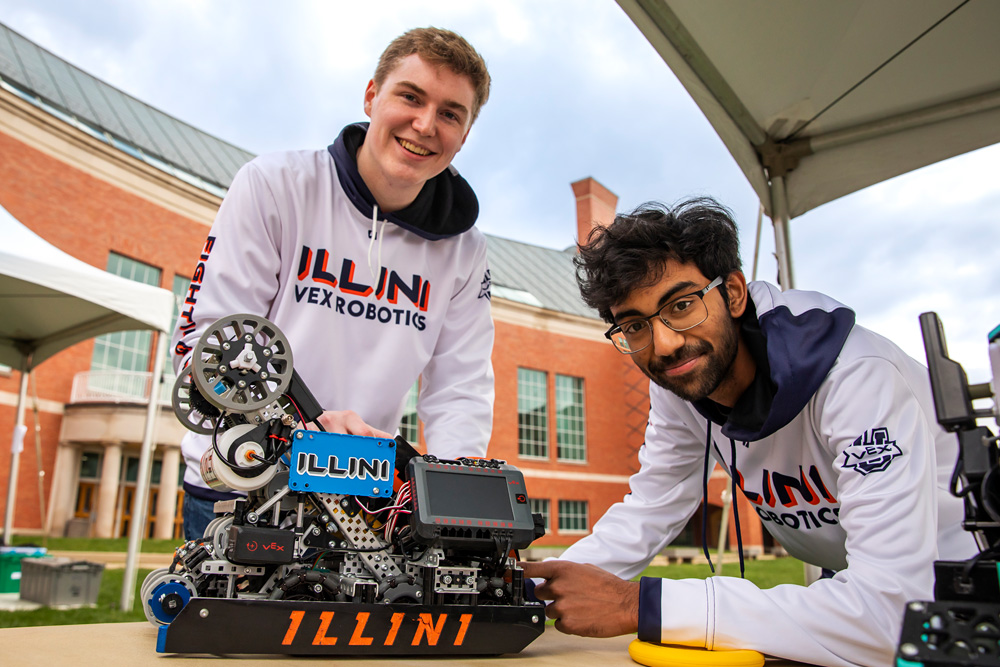 members of the Vex Robotics team at the Engineering Open House