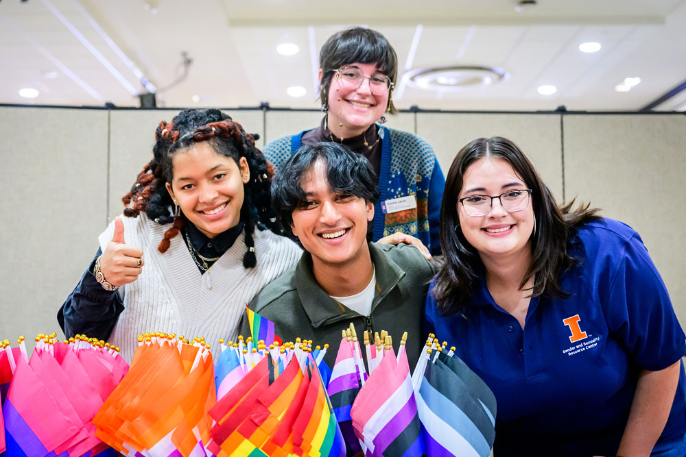 student staff from the Gender and Sexuality Resource Center join Fresh Check Day at the Illini Union