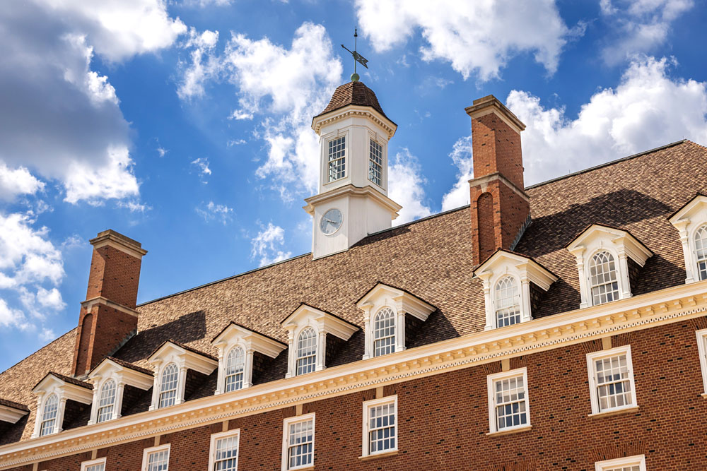 ground view of the south side of the Illini Union and clocktower