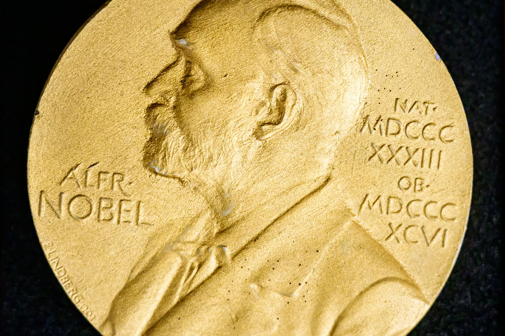 Nobel Prize medal won by chemistry professor Paul Lauterbur and physicist Sir Peter Mansfield, for their work creating the first human MRI
