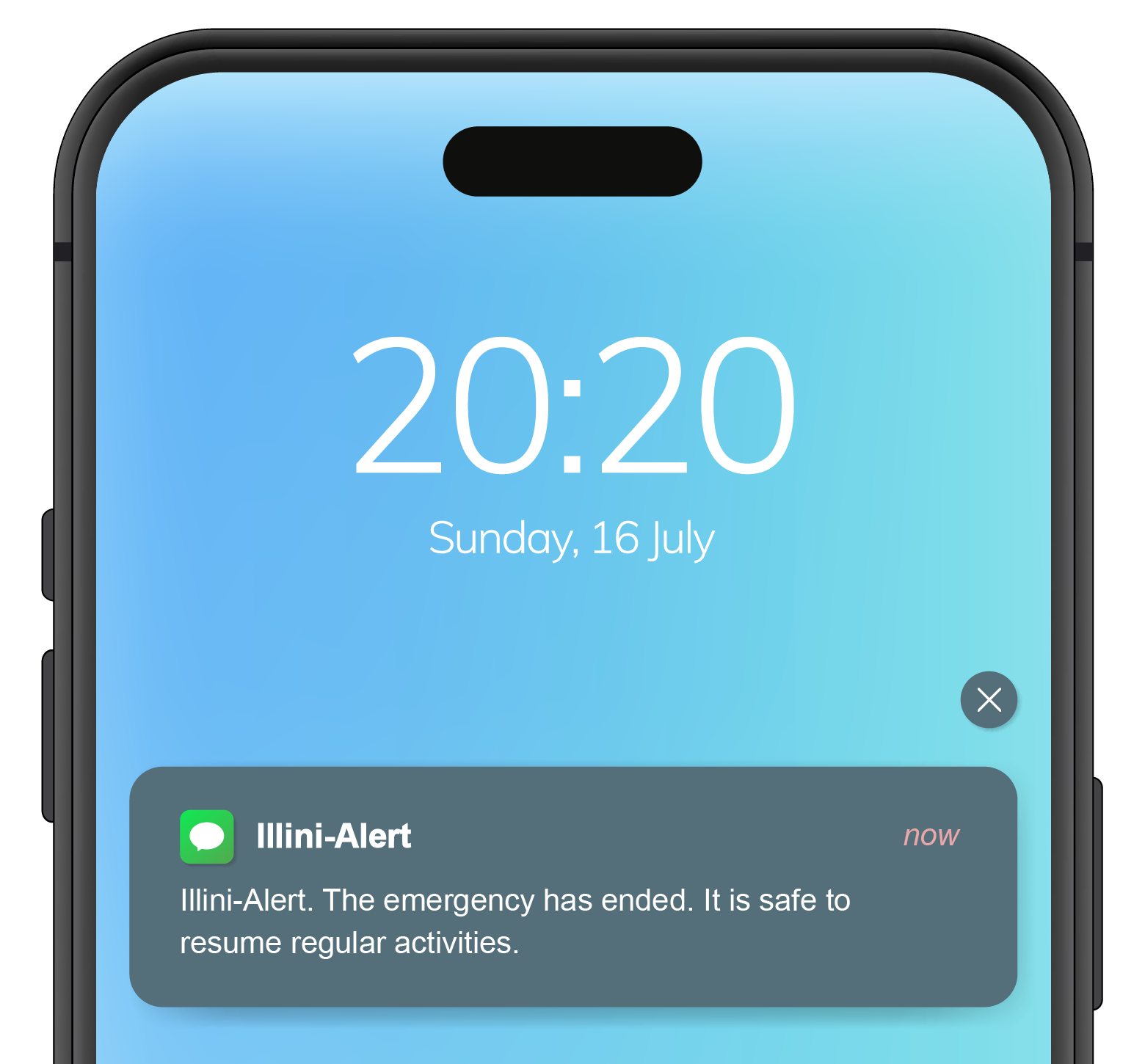 sample Illini Alert message on phone